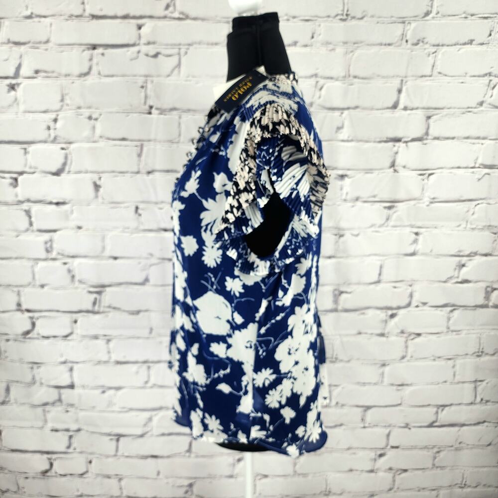 POLO Ralph Lauren Fly Away Blouse Womens XL Blue Floral Sheer classiccore - Picture 5 of 10
